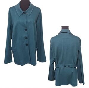 FLAX Longline Blazer Jacket Topper Teal Lagenlook